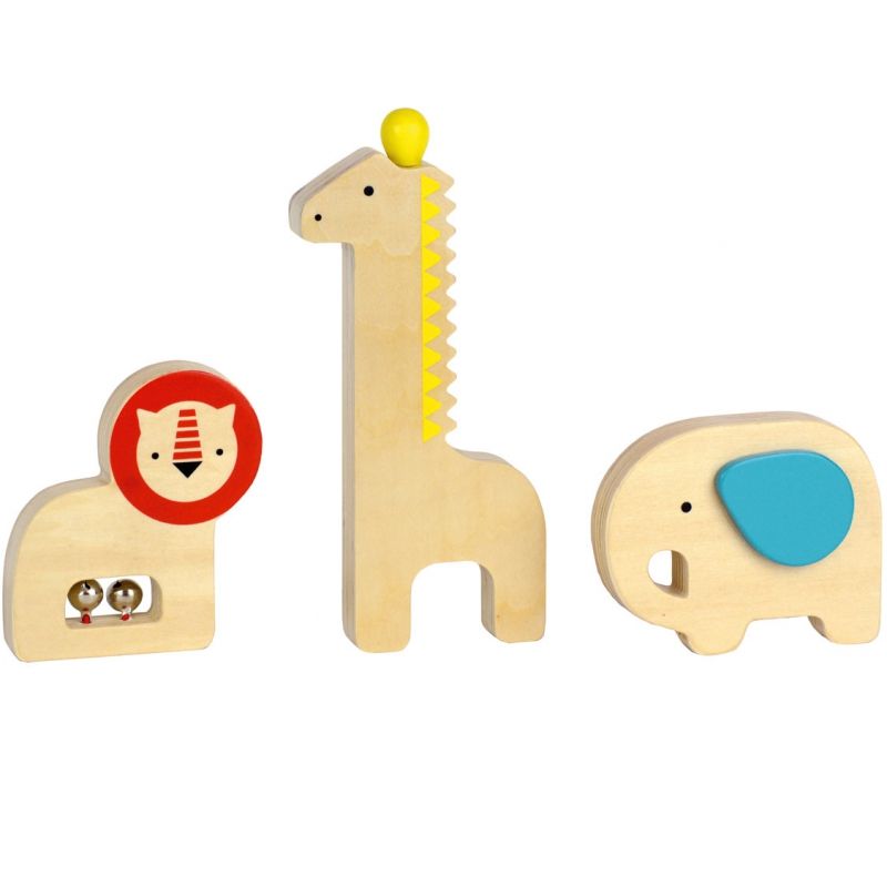 Lot de 3 instruments de musique en bois Animaux Petit Collage