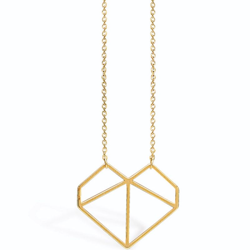 Collier coeur Geometric (vermeil doré) Coquine