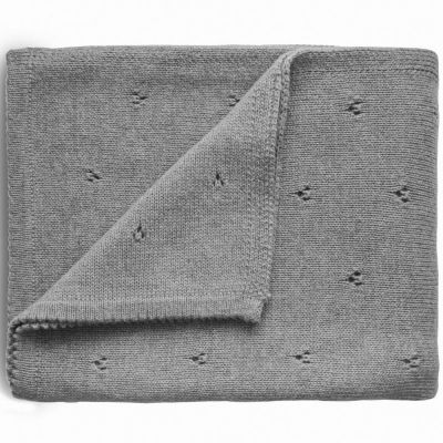 couverture tricotée en coton bio pointelle gray melange (100 x 80 cm)