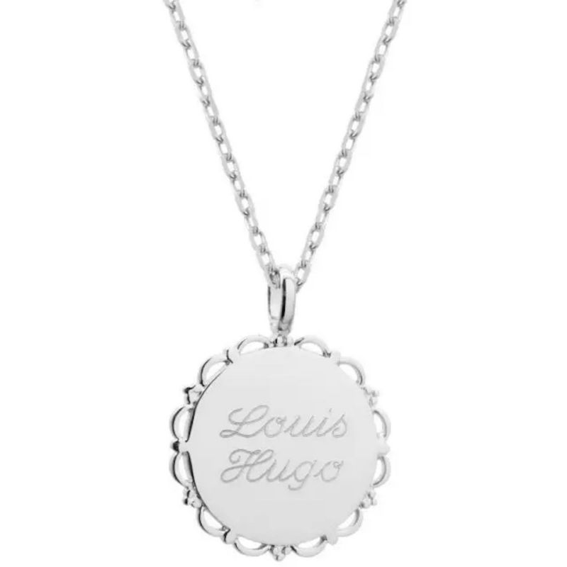 Collier chaîne médaille Dentelle personnalisable (argent) Petits trésors Produit 1