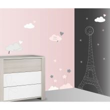 Stickers nuage et Tour Eiffel Lilibelle (60 x 80 cm)  par Sauthon