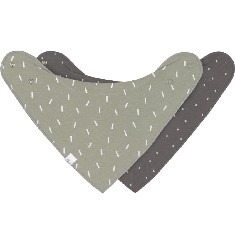 Lot de 2 bavoirs bandanas col bénitier Cozy colors Vert olive Lässig