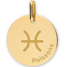 Médaille zodiaque Poisson personnalisable (or jaune 375°)  par Lucas Lucor