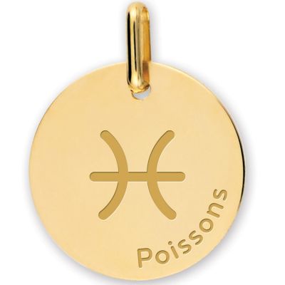 médaille zodiaque poisson personnalisable (or jaune 375°)