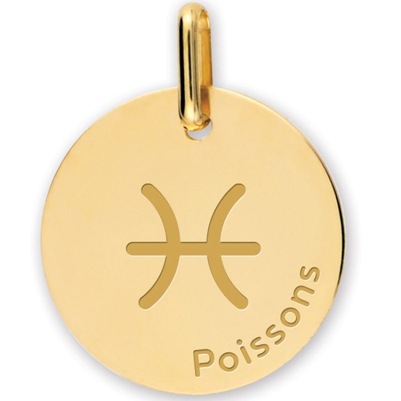 Médaille zodiaque Poisson personnalisable (or jaune 375°) Lucas Lucor