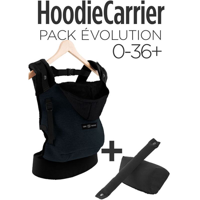 Pack Evolution porte bébé HoodieCarrier Forest + accessoires Love Radius
