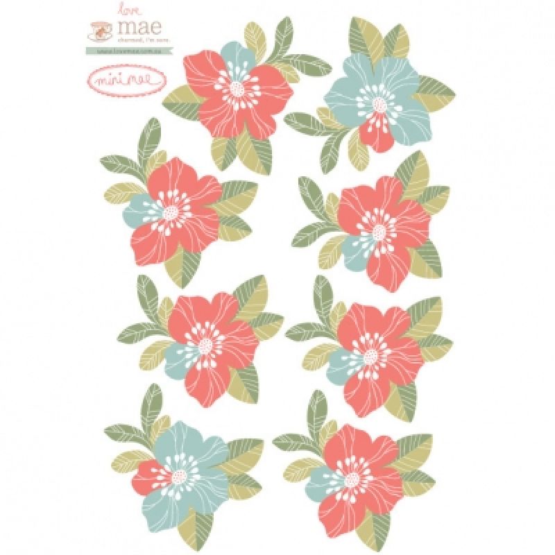 Stickers muraux Fleurs rose et bleu Love Maé