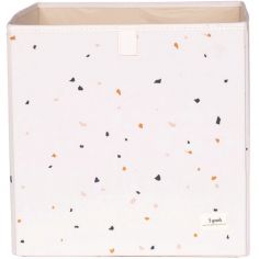 Cube de rangement en tissu recyclé Terrazzo crème - 3 sprouts