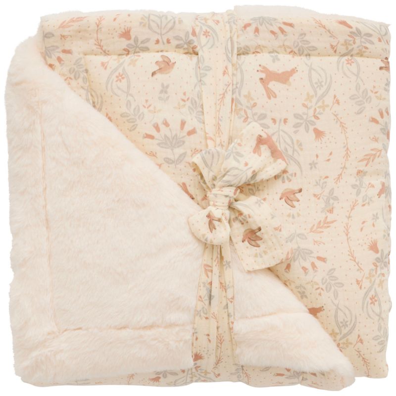 Couverture Luxe fausse fourrure angora ivoire et jardin enchanté (70x100 cm) BB & Co Produit 1