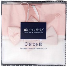 Ciel de lit Mademoiselle rose clair et blanc (136 x 155 cm)  par Candide