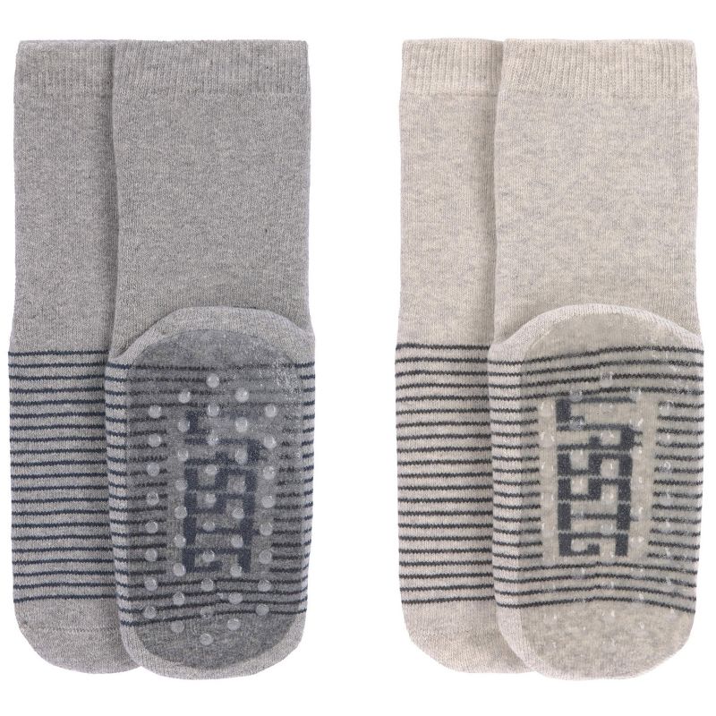 Lot de 2 paires de chaussettes antidérapantes en coton bio gris (pointure 19-22) Lässig