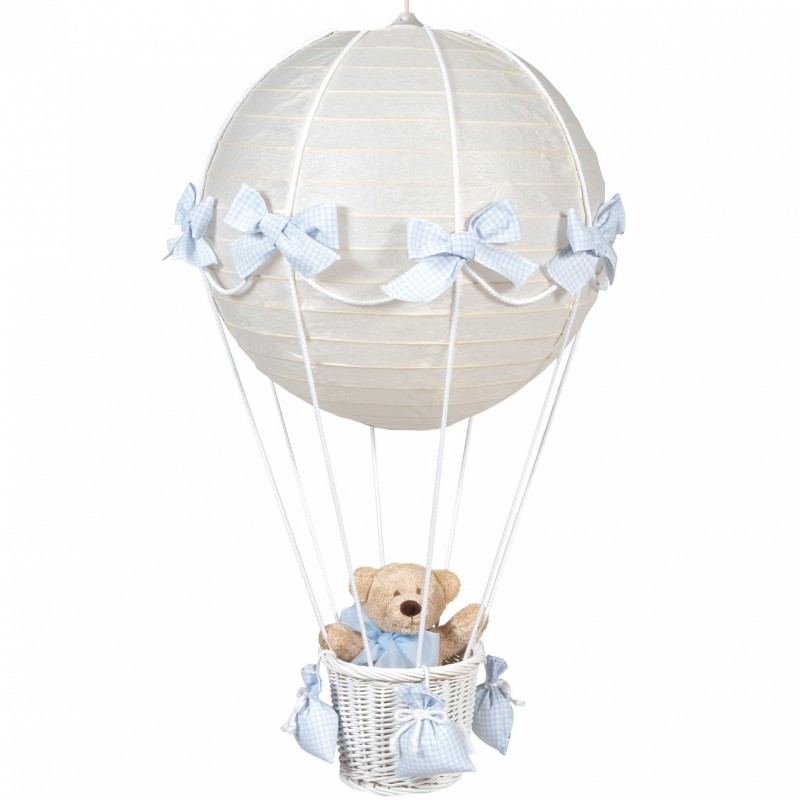 Lampe montgolfière vichy bleu Pasito a pasito