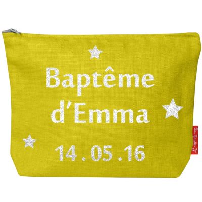 Pochette baptême ou communion jaune (personnalisable)