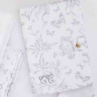 Protège carnet de santé Toile de Jouy gris