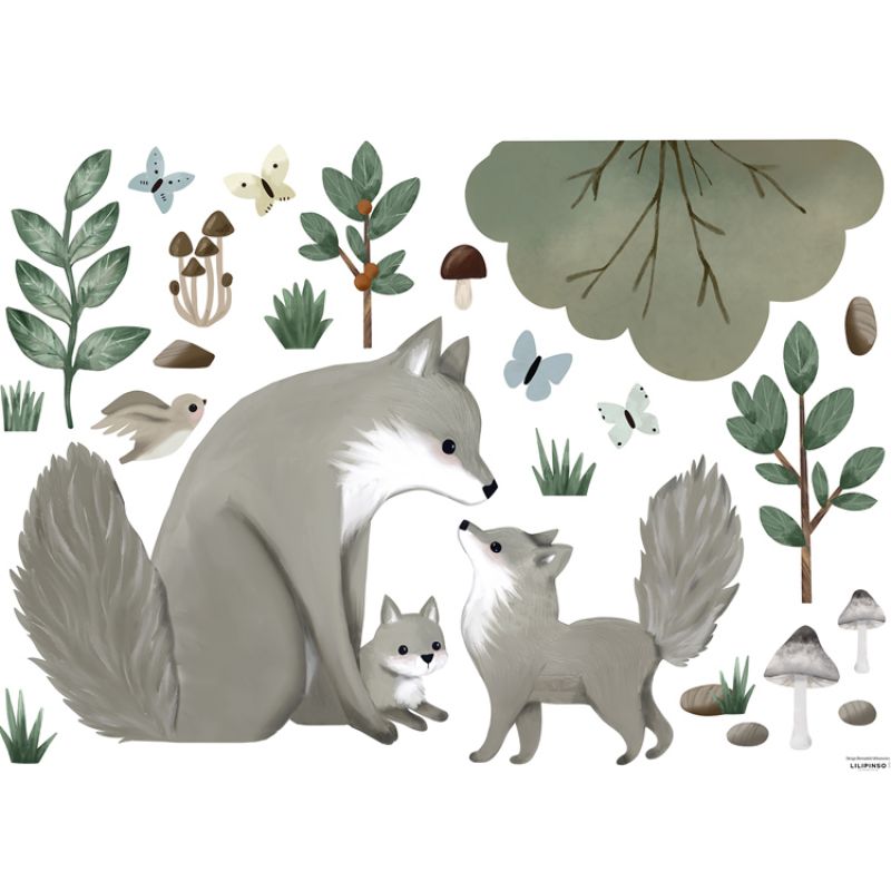 Planche de stickers L Famille Loup (64 x 90 cm) Lilipinso