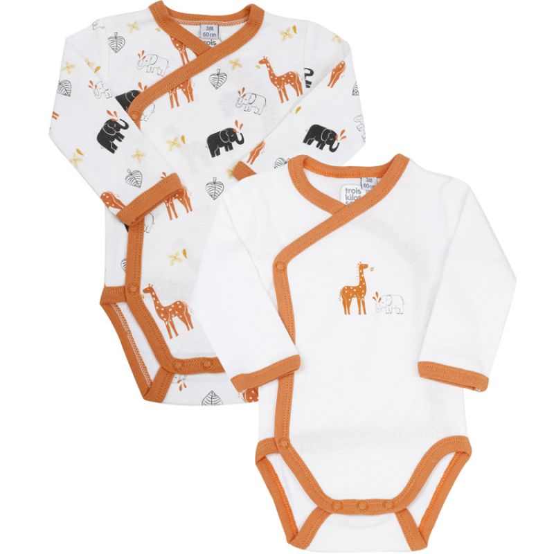 Lot de 2 bodies en coton Terre battue (1 mois) Trois Kilos Sept
