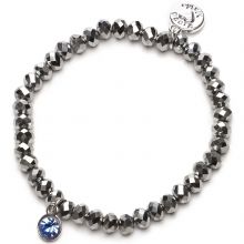 Bracelet Charm perles argentées charm bleu  par Proud MaMa