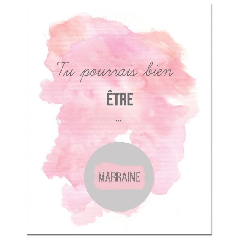 Carte à gratter Demande spéciale Aquarelle Marraine (8 x 10 cm) Les Boudeurs