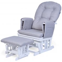 Fauteuil d'allaitement en hêtre Canva gris et repose pieds - Childhome