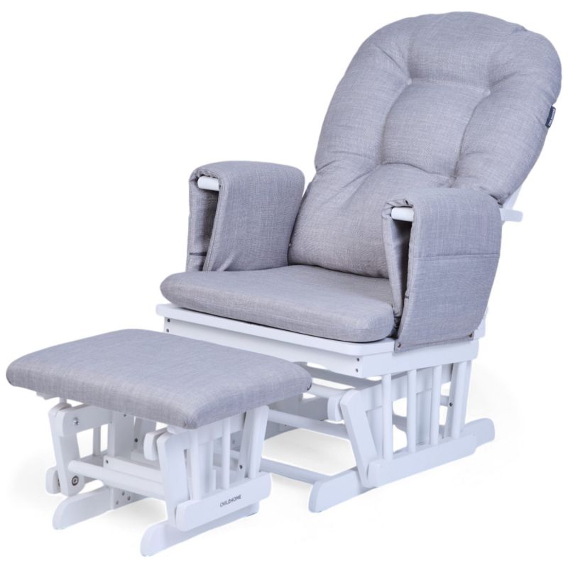 Fauteuil d'allaitement en hêtre Canva gris et repose pieds Childhome Produit 1