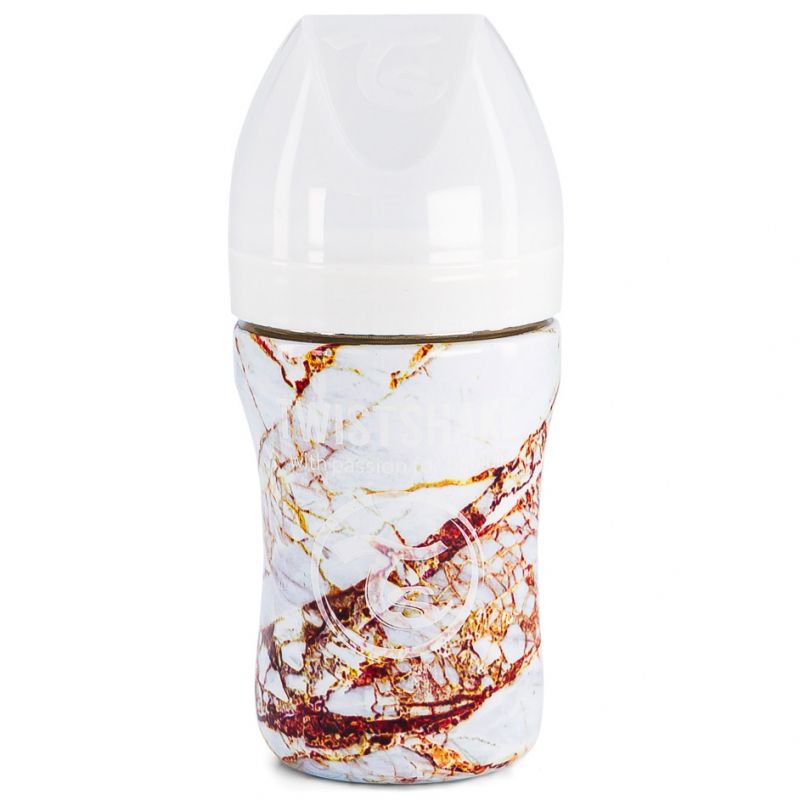 Biberon anti-colique en acier inoxydable blanc marbré (260 ml) Twistshake