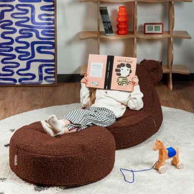 Pouf ours et repose-pieds Warm Hazel molletonné