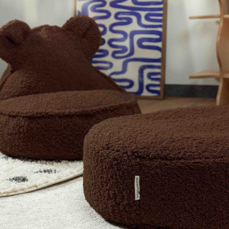 Pouf ours et repose-pieds Warm Hazel molletonné Wigiwama Ambiance 8