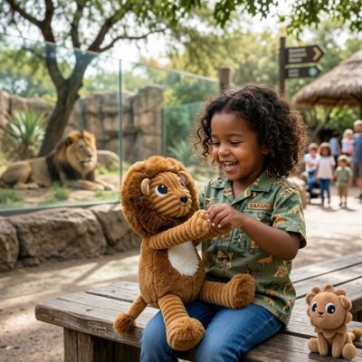 Peluche Graou le lion papa et bébé Cassonade (27 cm) Les Déglingos