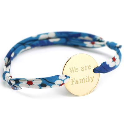 Bracelet cordon liberty Family avec fermoir personnalisable (plaqué or) Petits trésors