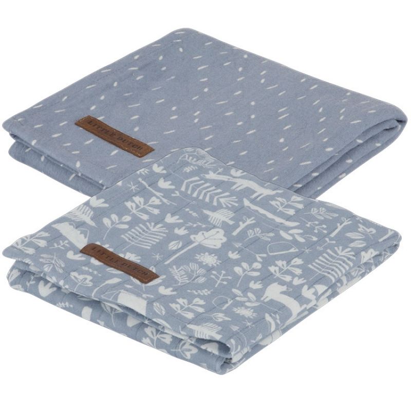 Lot de 2 langes Adventure blue (70 x 70 cm) Little Dutch