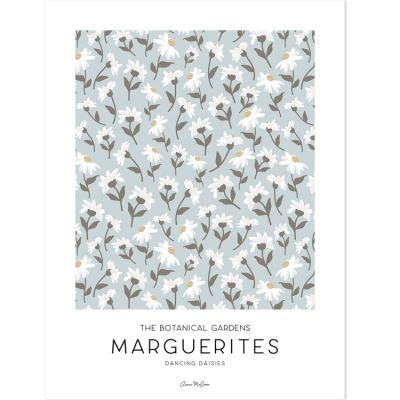 Affiche Marguerites bleu clair (30 x 40 cm)  par Lilipinso