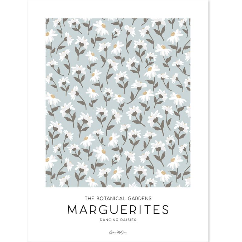 Affiche Marguerites bleu clair (30 x 40 cm) Lilipinso