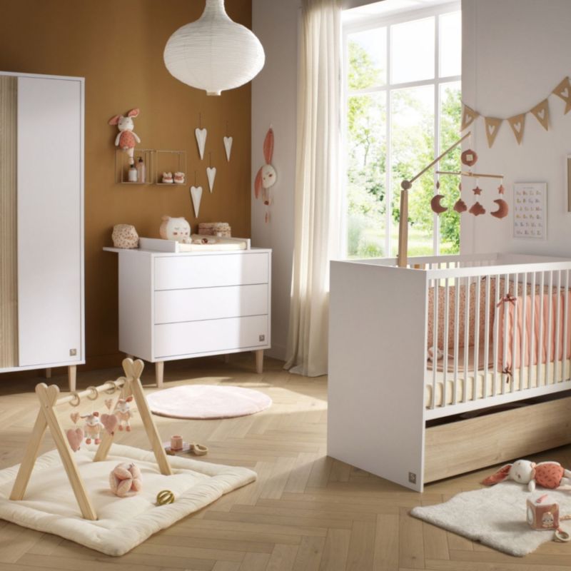 Pack lit bébé, commode et plan à langer offert Paloma (60 x 120 cm) Sauthon mobilier Ambiance 6