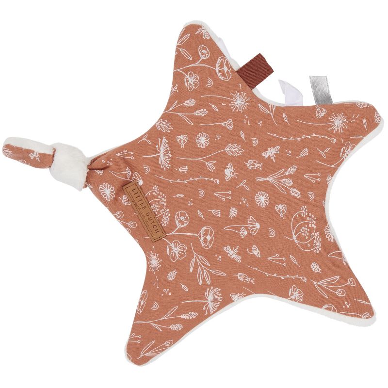Doudou attache sucette étoile Wild Flowers rouille Little Dutch