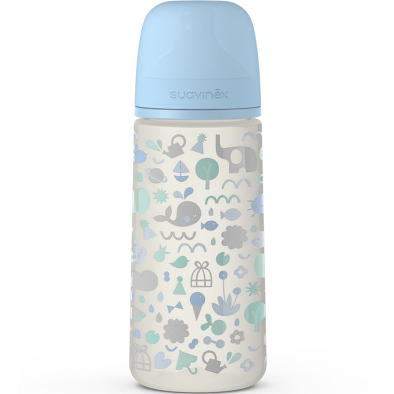 Biberon avec tétine symétrique SX PRO L Memories bleu (360 ml) Suavinex