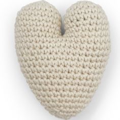 Hochet peluche coeur blanc (9 cm)