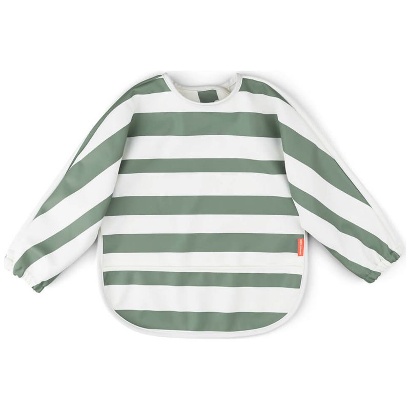Bavoir à manches avec poche Stripes Vert Done by Deer Produit 1