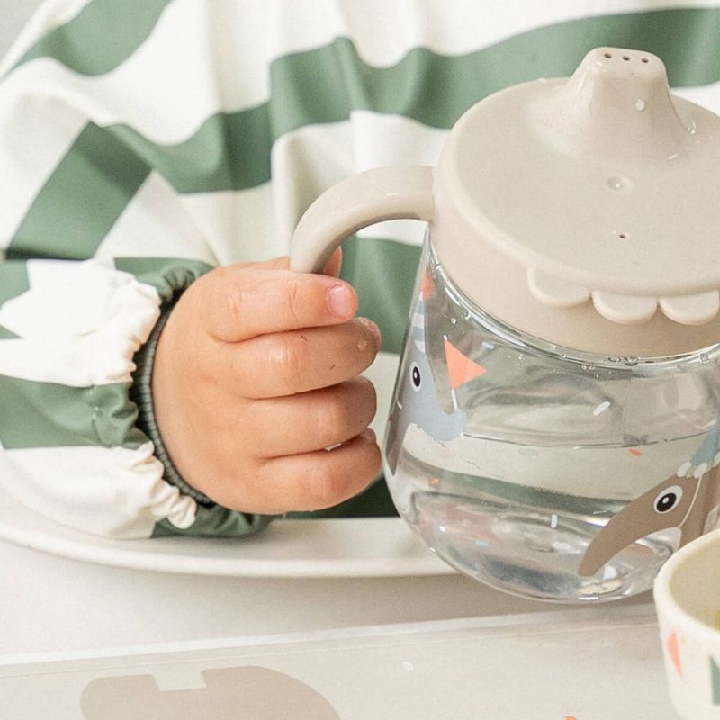 Bavoir à manches avec poche Stripes Vert Done by Deer Ambiance 4