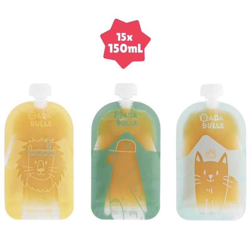 Lot de 15 gourdes réutilisables (150 ml) Badabulle Produit 4