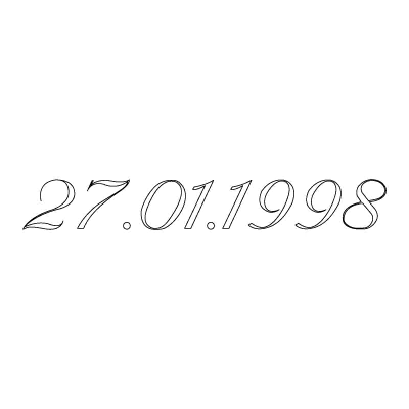 Gravure date en chiffres sur bijou  (Typo 6 Vanessa) Gravure magique OLD