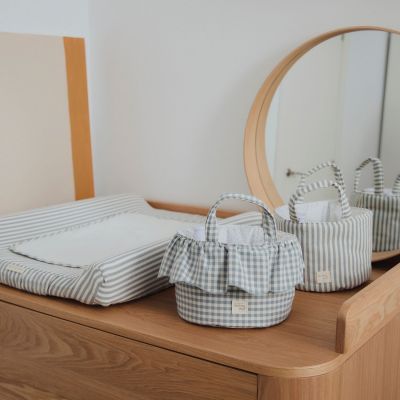 Panier de rangement Praliné Rayures Matcha