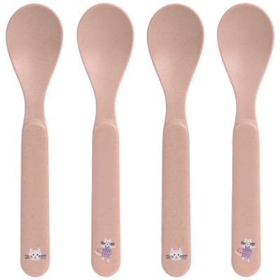 Lot de 4 cuillères en polypropylène et cellulose Tiny Team Chat Lässig 