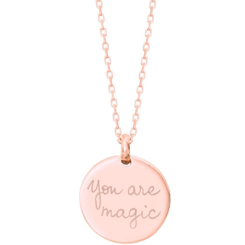 Collier médaille personnalisable (plaqué or rose ) Merci Maman