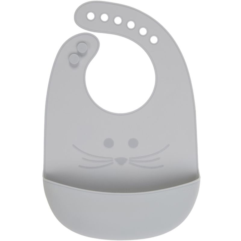 Bavoir en silicone à poche souris gris Little Chums Lässig