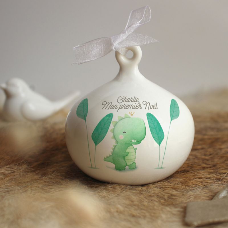 Boule de Noël en porcelaine Dinosaure (personnalisable) Gaëlle Duval