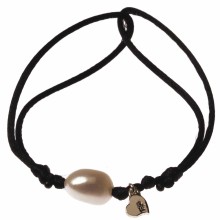 Bracelet cordon perle blanche et motif au choix (or jaune 750°)  par Loupidou
