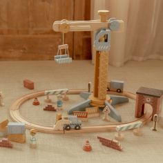 Set grue et chantier de construction en bois