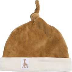 Bonnet de naissance en velours camel Sophie la girafe (0-1 mois) - Trois Kilos Sept