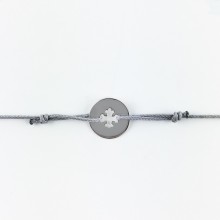 Bracelet cordon bébé médaille Mini Croix Occitane 10 mm (or blanc 750°)  par Maison La Couronne