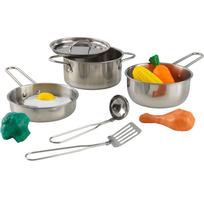 Batterie de cuisine en inox + aliments factices Deluxe KidKraft